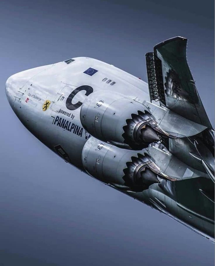 Large cargo aircraft in flight