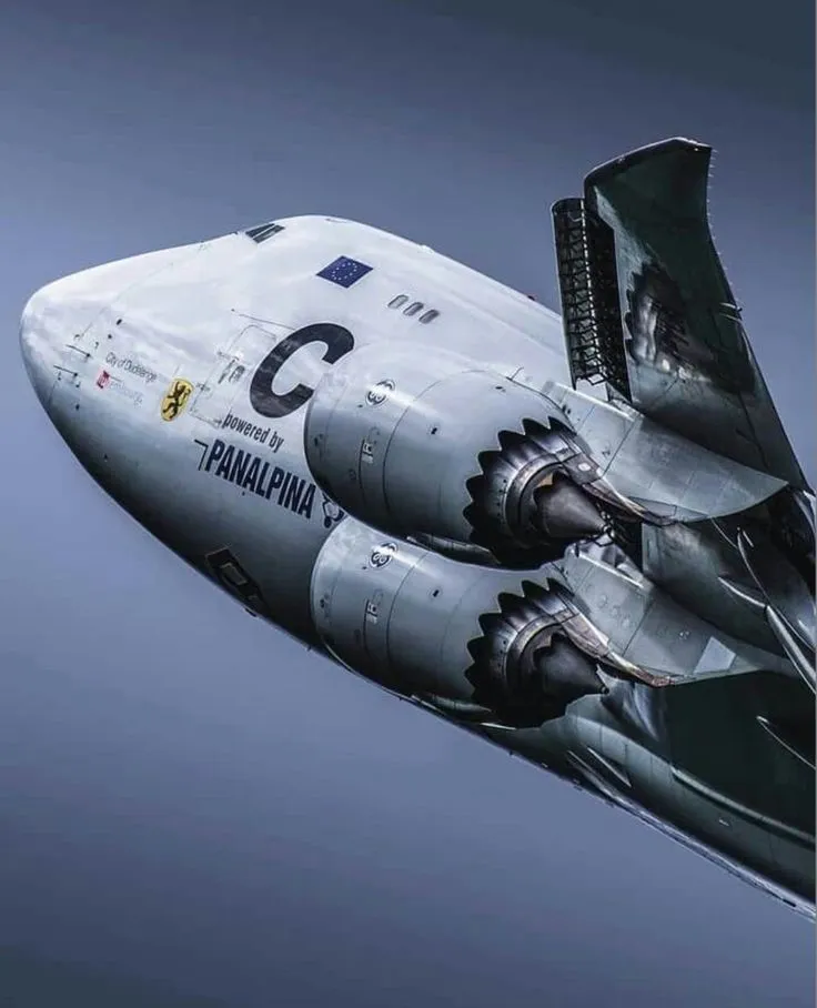 Large cargo aircraft in flight